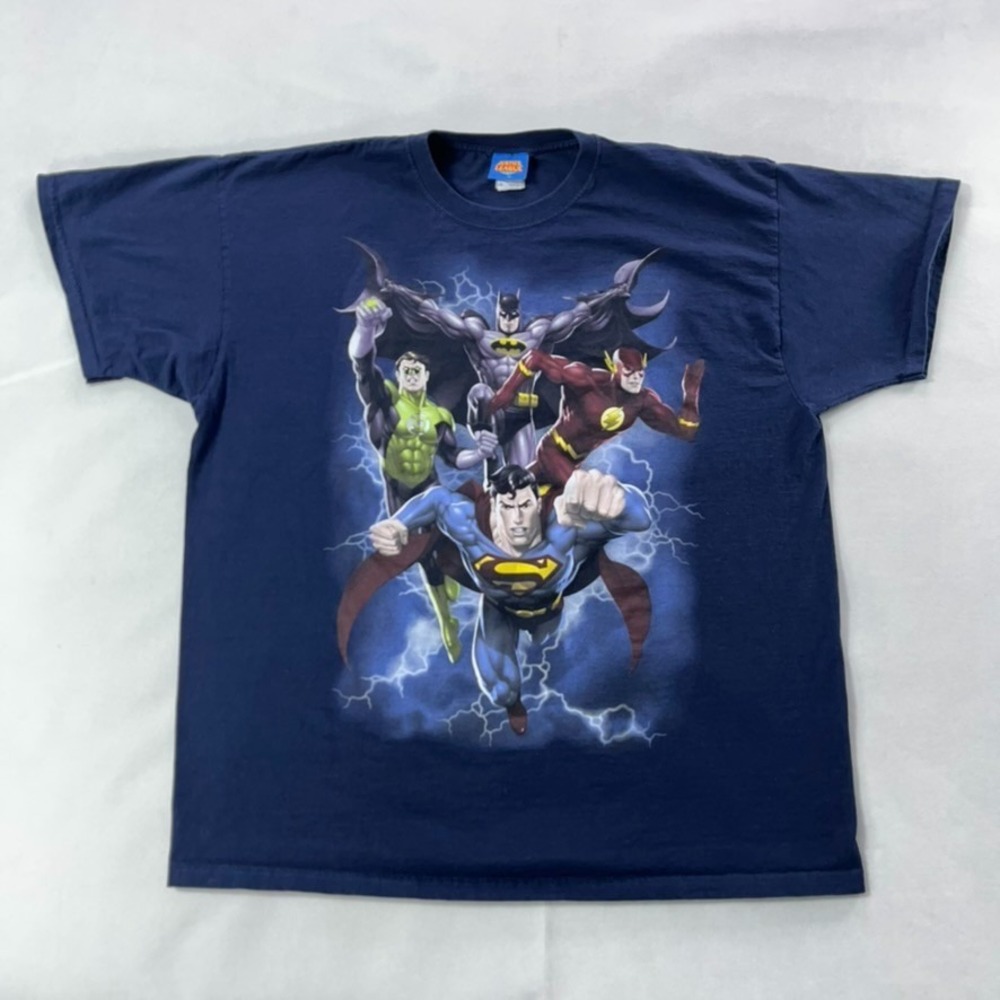 Justice League T Shirt Men 2XL Blue Superman Batman Flash Green Lantern